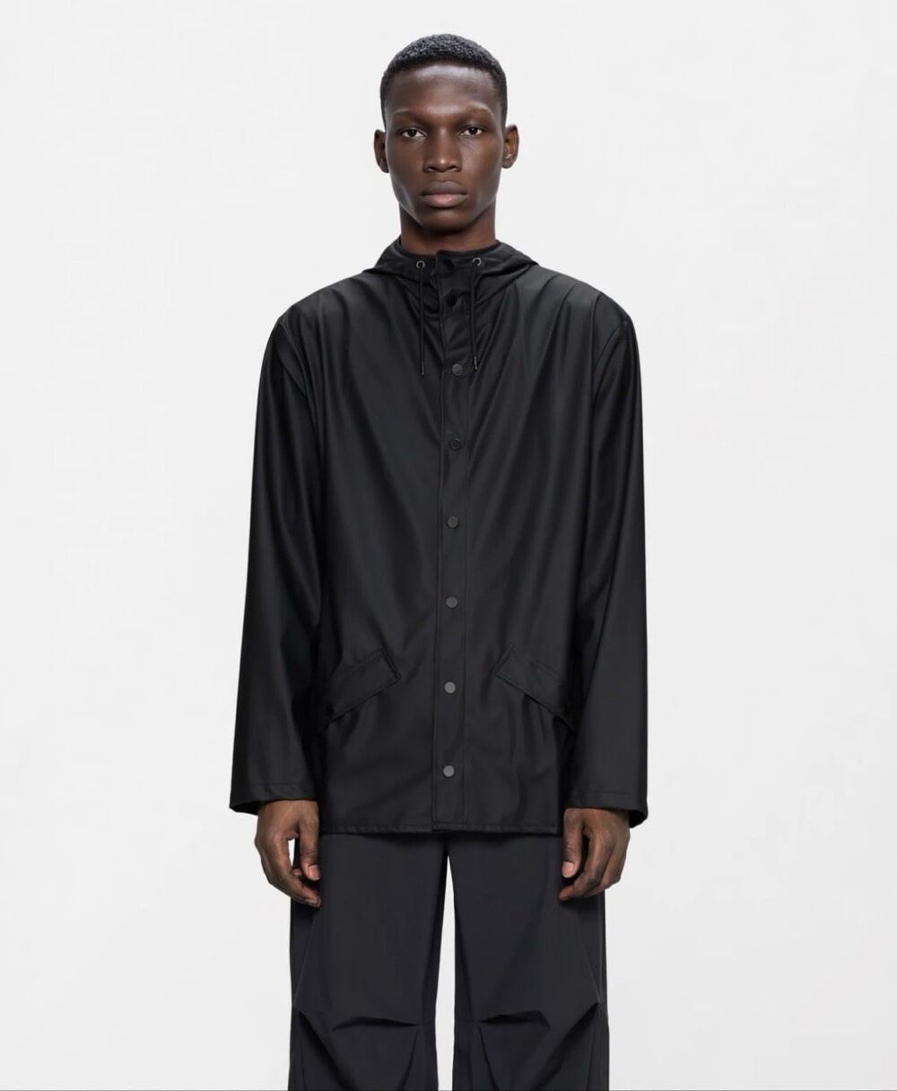 Rains Unisex Waterproof Short Jacket in Black Size M